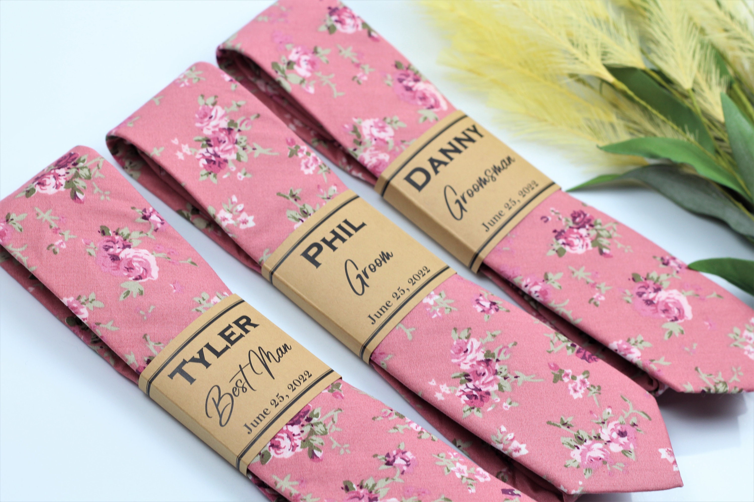 Dusty Rose Tone On Tone Floral Pattern Woven Silk Tie main image 1
