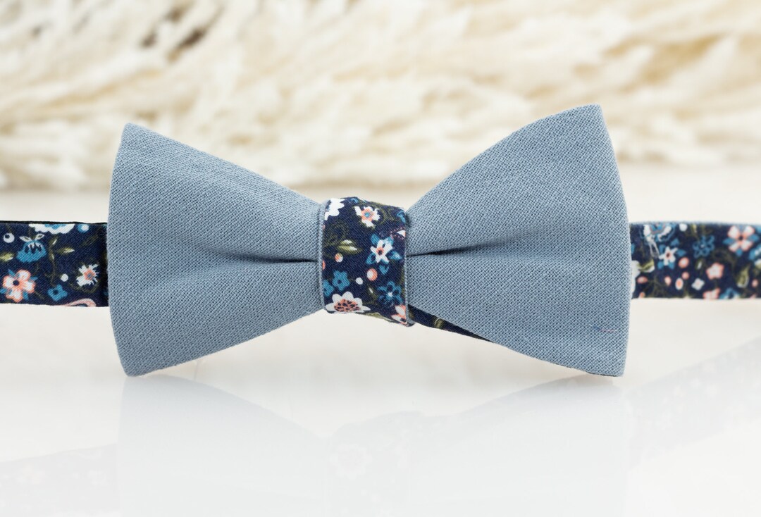 Dusty Blue Tie Solid Dusty Blue Tie & Floral Bow Tie Dusty - Etsy