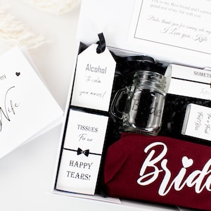 Boîte personnalisée de jour de mariage pour la mariée, boîte-cadeau de mariée, cadeau de mariée du marié, cadeau de jour de mariage, kit personnalisé de survie de mariée