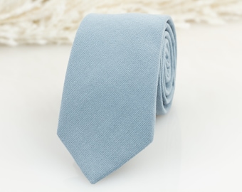 Cravate bleu poussiéreux, cravate bleu poussiéreux unie, cravate de mariage bleu poussiéreux, cravate bleu ardoise, cravate bleu poussiéreux de garçons d'honneur avec mouchoir de poche assorti