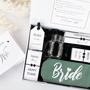 Boîte de jour de mariage pour la mariée, boîte-cadeau de mariée, cadeau de mariée du marié, cadeau de jour de mariage, kit de survie de mariée personnalisé, cadeau pour la mariée