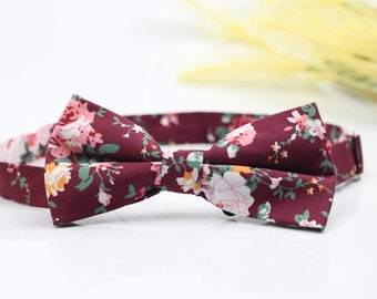 Burgundy floral tie,  Maroon and Blush tie, Groomsmen tie Burgundy, Wine floral tie, Mulberry wedding necktie with matching pocket square