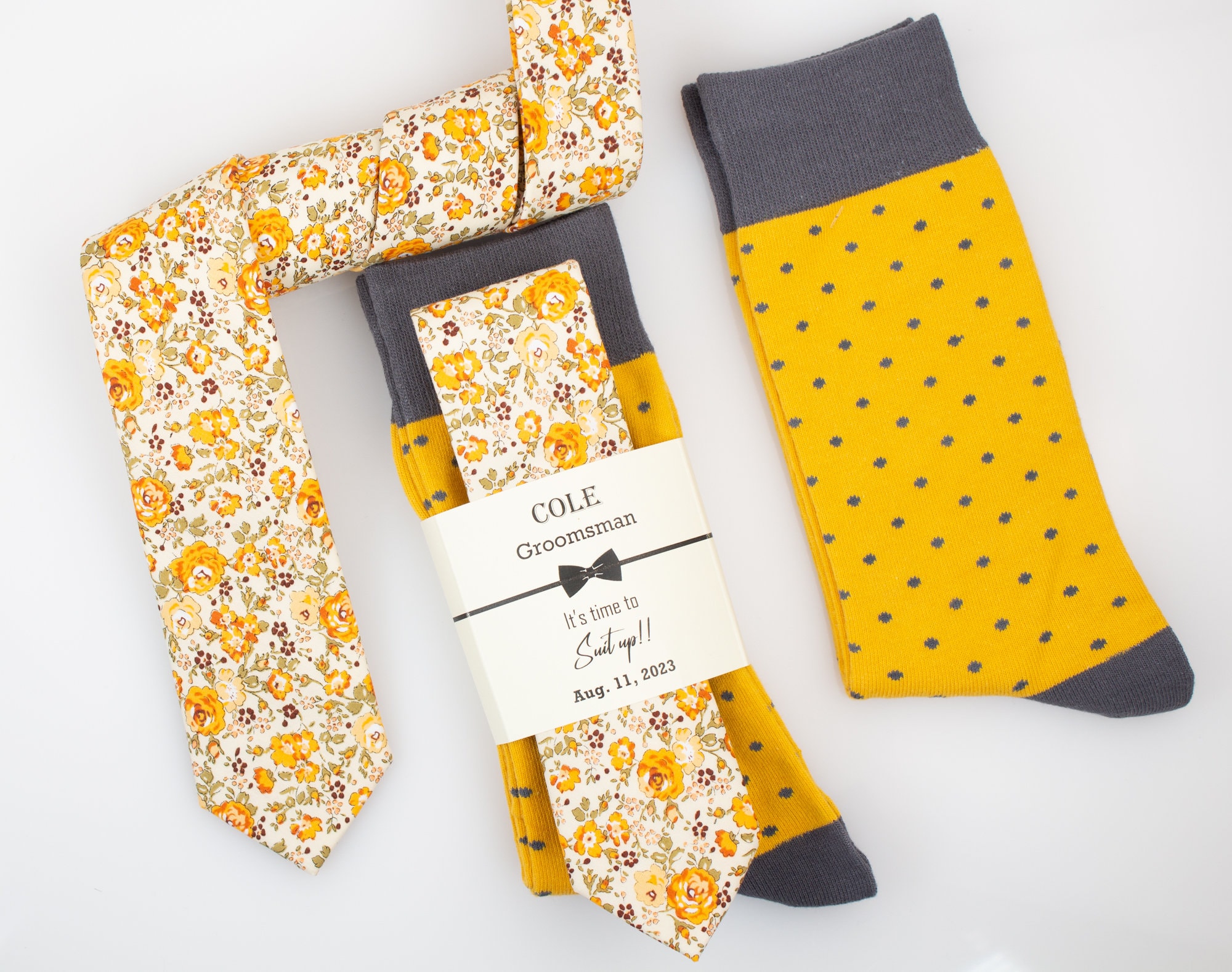 gray and yellow ties
