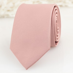 Dusty rose silk satin tie, Dusty rse tie, Groom wedding tie, Dusty rose wedding theme, Groomsmen tie image 1