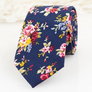 Navy blue floral tie, Groomsmen navy tie, Azazie navy floral tie, davids bridal navy tie, Blue floral wedding necktie, Navy floral bow tie