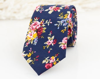 Navy blue floral tie, Groomsmen navy tie, Azazie navy floral tie, davids bridal navy tie, Blue floral wedding necktie, Navy floral bow tie