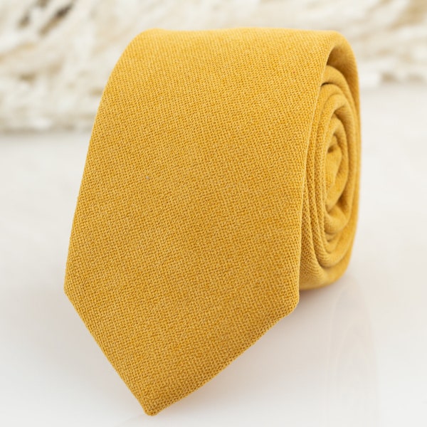 Corbata de color sólido amarillo mostaza nupcial de David, corbata de terciopelo caléndula, corbatas de boda rústicas, corbata amarilla sólida, corbata de caléndula de boda rústica