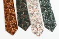 Wild flower Cream, Cinnamon and dark green tie, Rust orange and cream wedding tie, Emerald, Burnt orange floral tie, Terracotta floral tie product logo