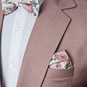 Dusty rose, blush, sage floral tie, Blush floral wedding tie, Groomsmen dusty rose tie, Azazie dusty rose tie, Sage green and blush pink tie image 4