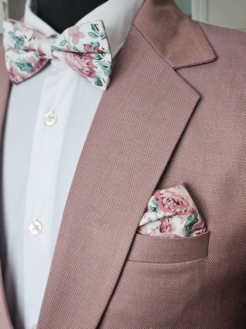 Dusty rose, blush, sage floral tie, Blush floral wedding tie, Groomsmen dusty rose tie, Azazie dusty rose tie, Sage green and blush pink tie image 4