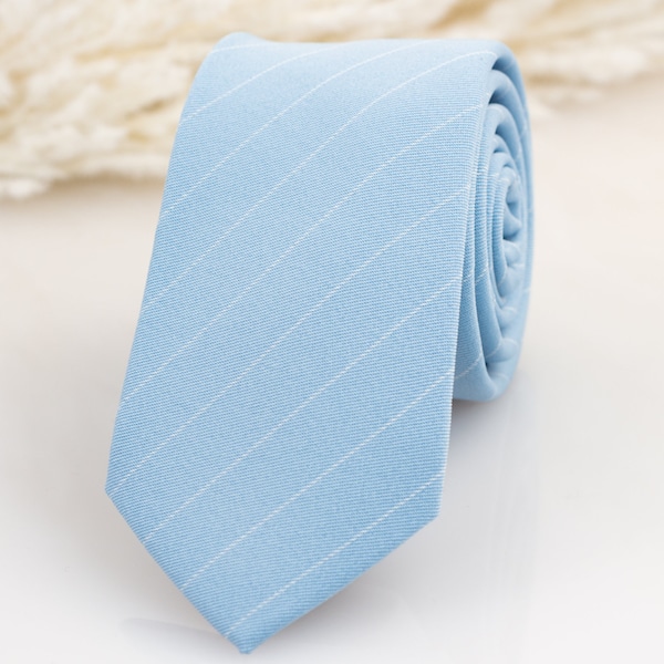 Ice blue with white stripes tie, Groomsmen ice blue tie, Light blue tie, Ice blue wedding tie, Sky blue necktie matching pocket square