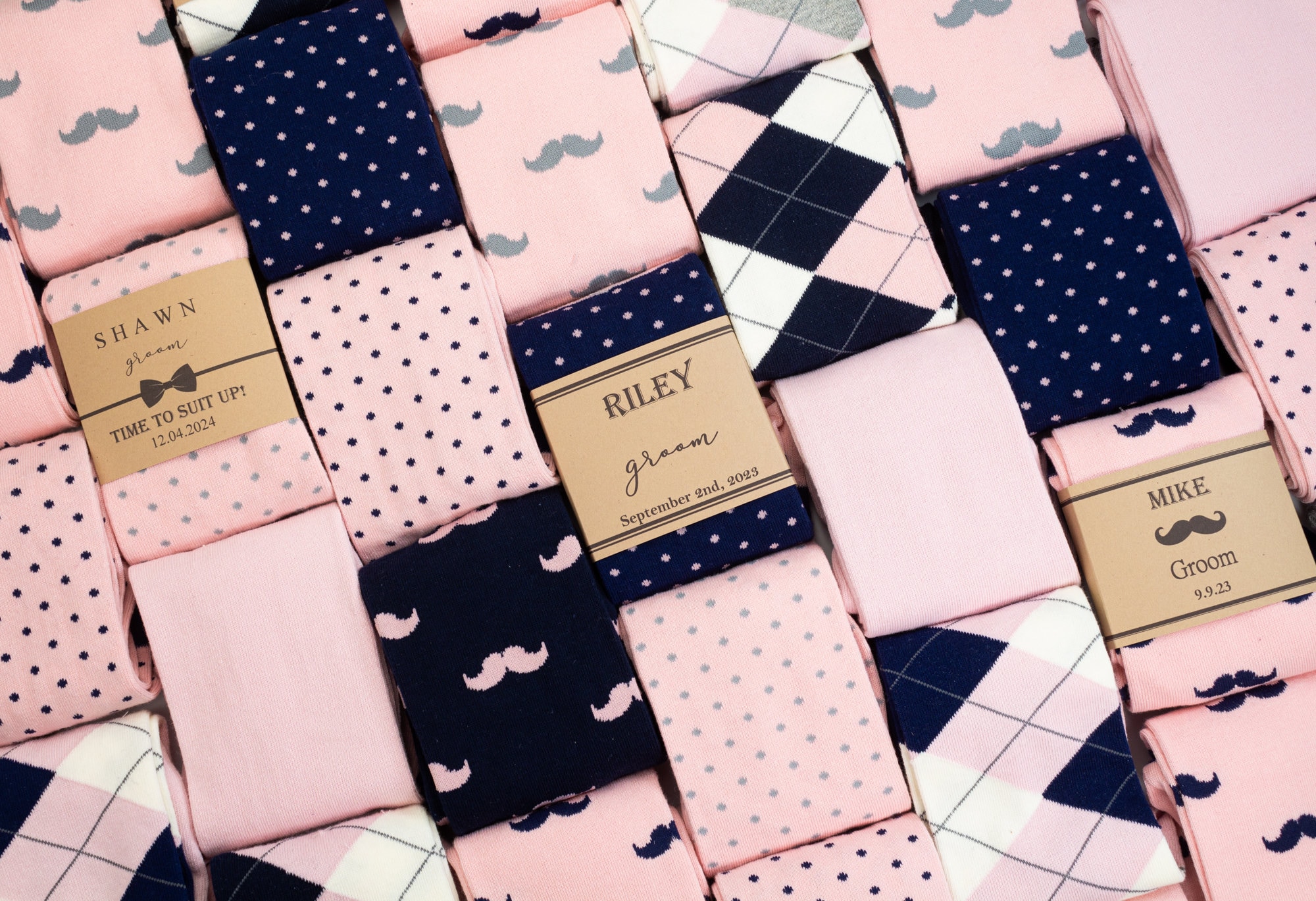 Groomsmen socks blush, Groomsmen gifts, Custom sock labels, Personalized socks, Groomsmen proposal ideas, Wedding socks, Blush & navy socks