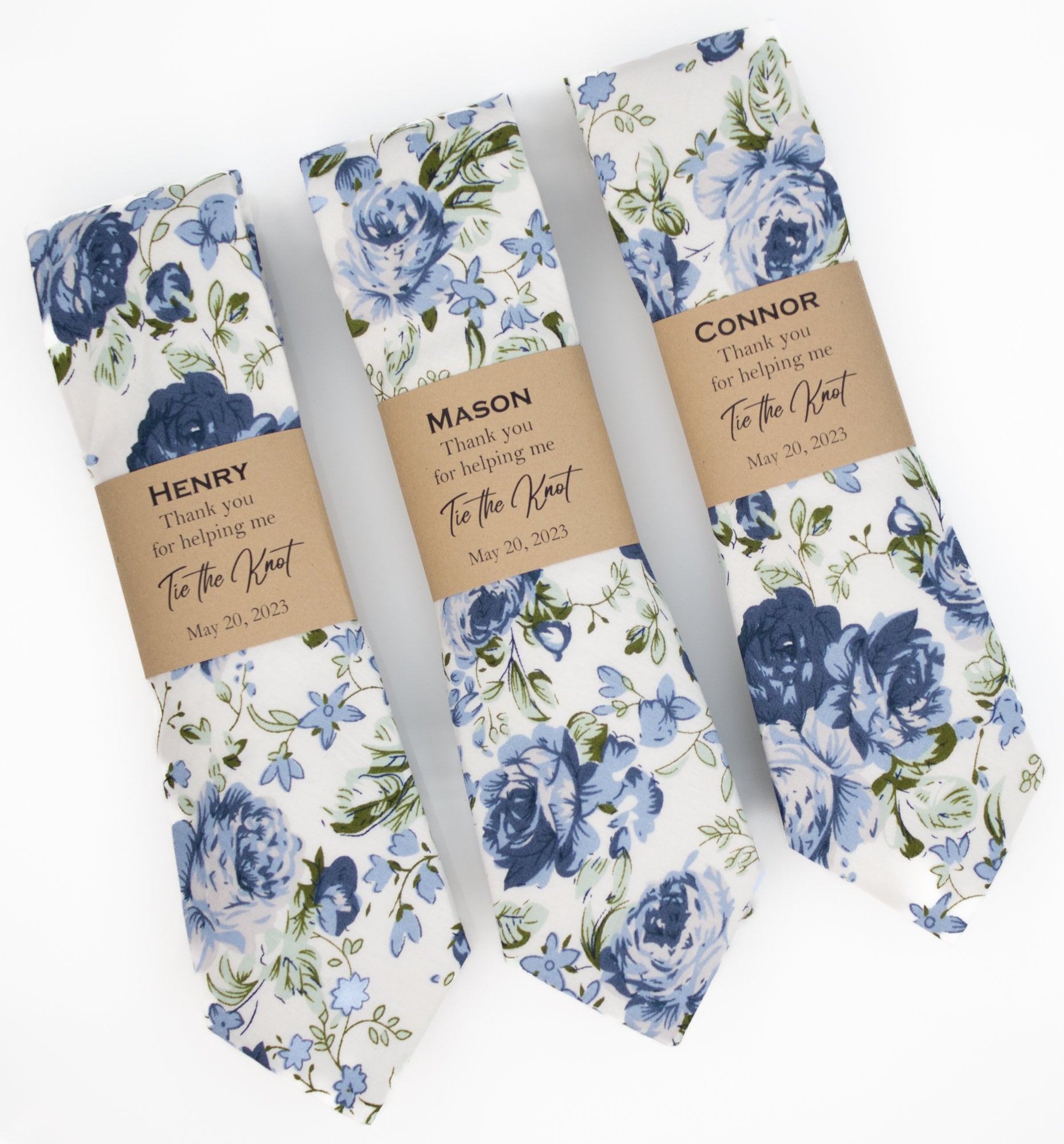 dusty blue floral ties