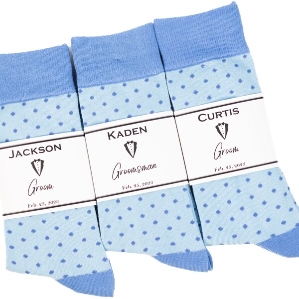 Groomsmen Ice blue socks, Light blue wedding socks, Soft blue/ baby blue dress socks, Groom blue wedding socks, Personalized socks labels
