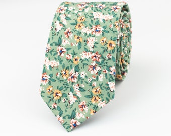 Dusty sage floral tie, Floral Ties For Wedding, sage wedding tie, Groomsmen sage tie, Men sage green floral tie, Sage bow tie, kids neckties