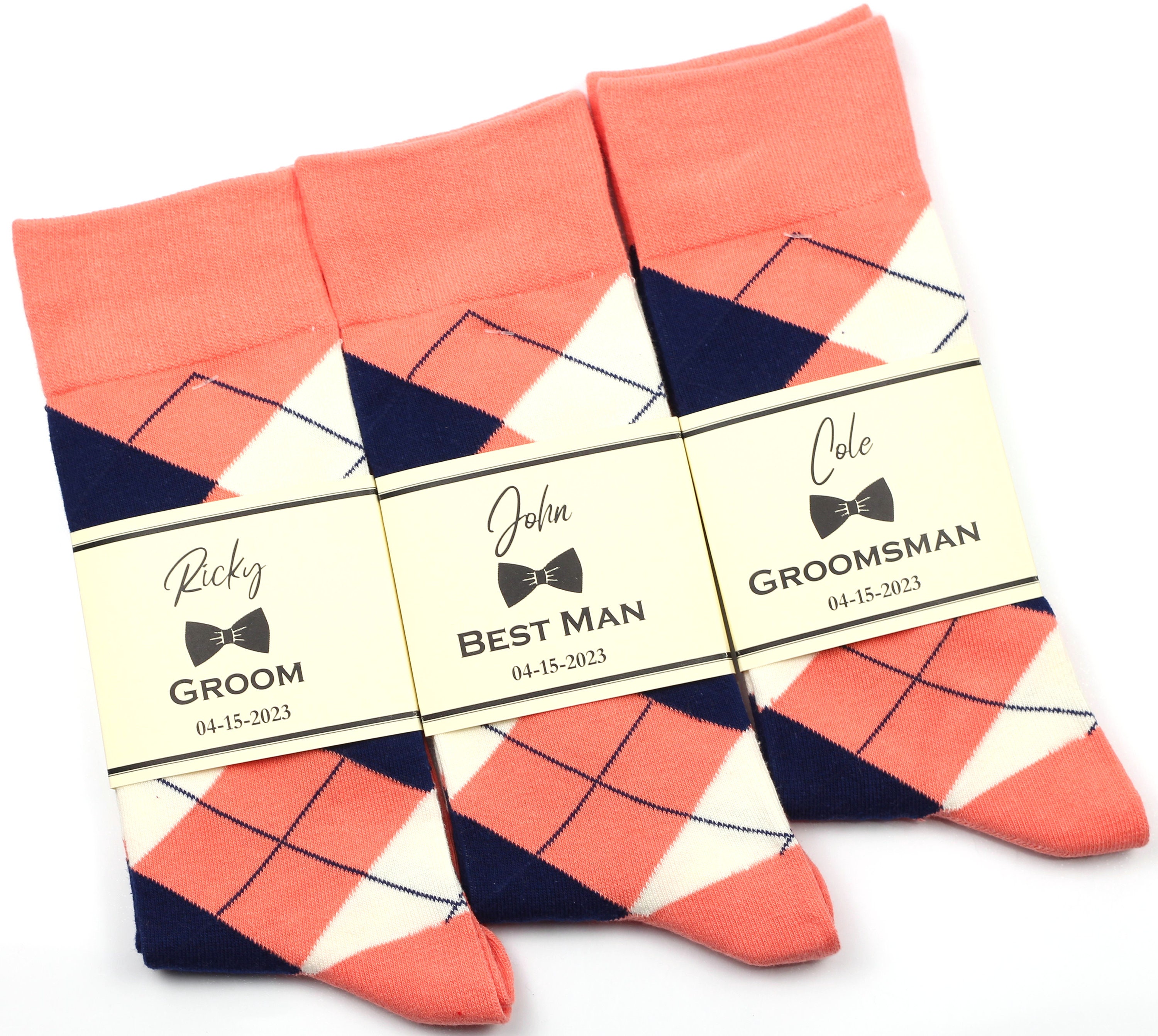 coral and navy blue dress socks Coral Navy Argyle Wedding Groomsmen Men's Dress Socks U.S. Men's Shoe Sizes 13-16