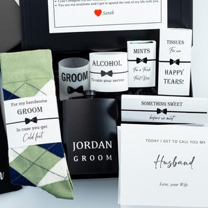 Coffret le jour du mariage pour le marié, coffret cadeau du marié, cadeau du marié de la mariée, cadeau du jour du mariage, kit de survie personnalisé pour le marié, cadeau pour le marié