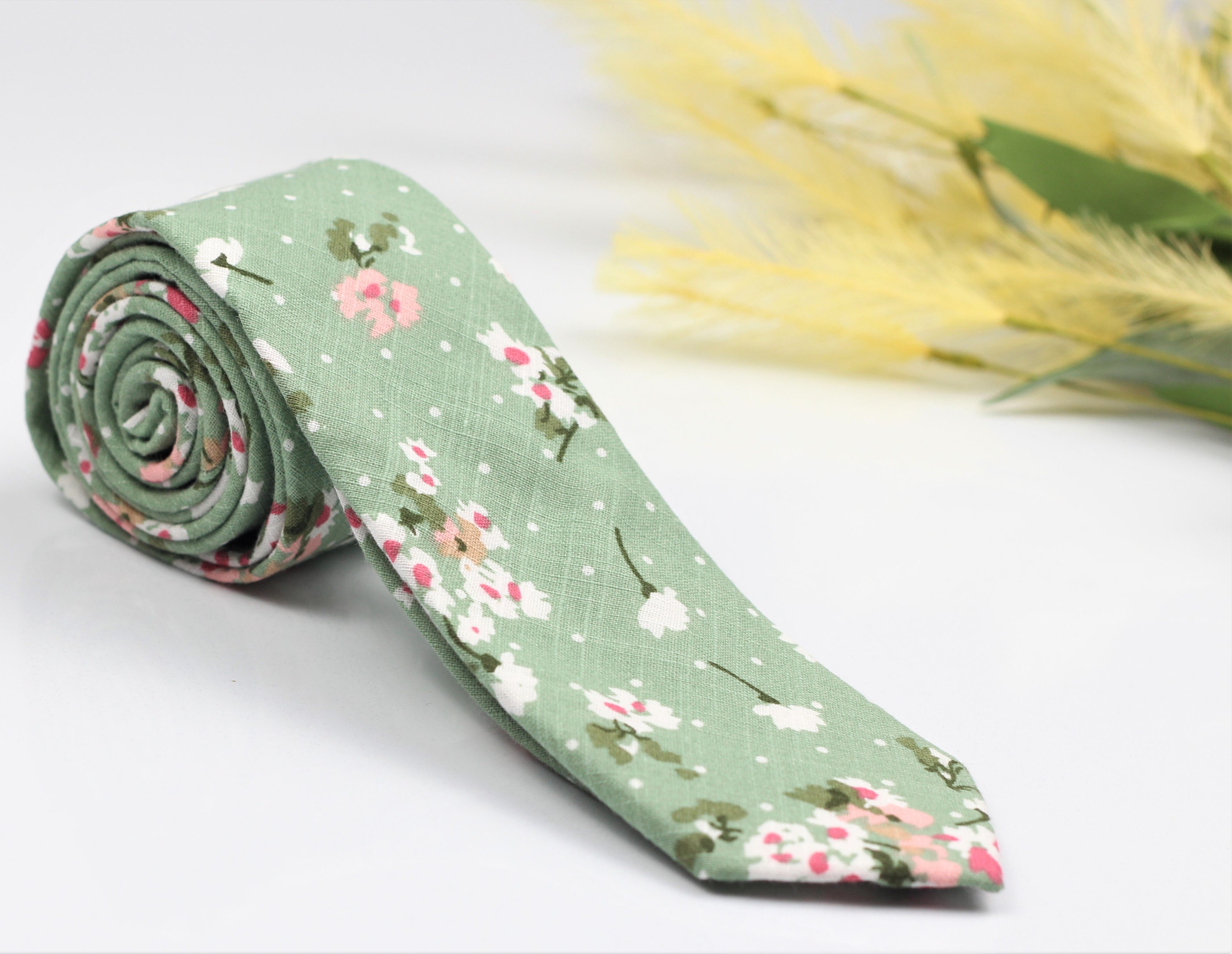 Dusty Light Sage Green Floral Tie Sage Floral Tie Light Etsy