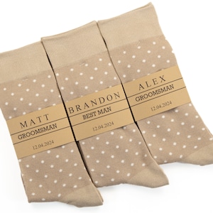 David&#39;s bridal Biscotti groomsmen socks, boho wedding socks, Sand color socks, beige men socks, Groomsmen socks gift set, personalized socks