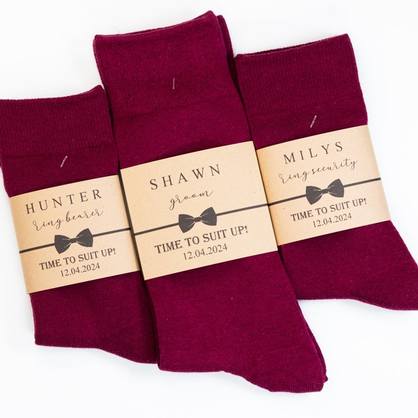 Solid burgundy groomsmen socks, matching kids maroon socks, Father son socks, Kids dress socks, boys socks in wine color, wedding socks