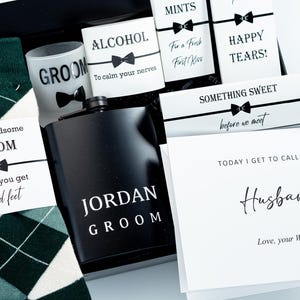 Coffret cadeau de marié personnalisé, cadeau de mariage matinal pour le marié, cadeau de marié de la mariée, cadeau de mariage, kit de survie de marié personnalisé
