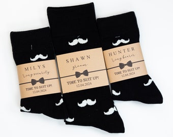 Kids black socks, Groomsmen black socks, Ring bearer socks gift, Kids dress socks, funny mustache socks, matching kids adults socks