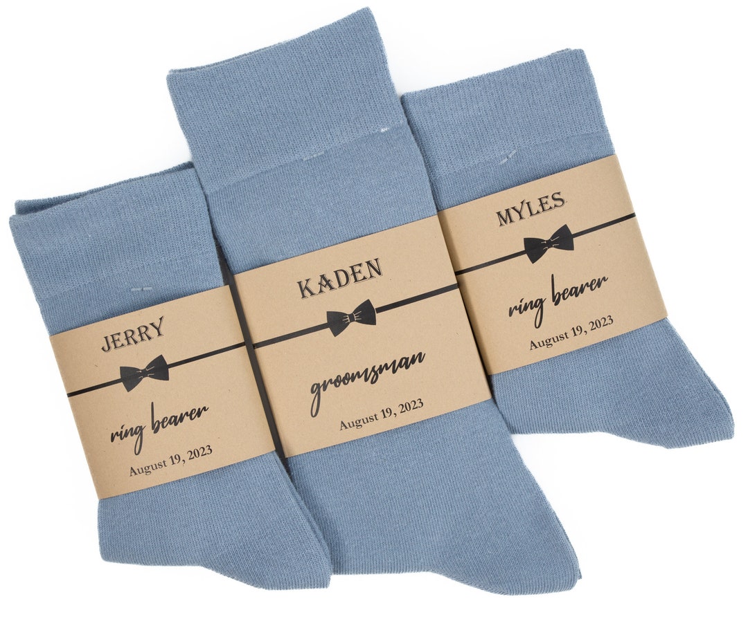 Dusty Blue Solid Color Socks, Groomsmen Dusty Blue Socks, Adults and