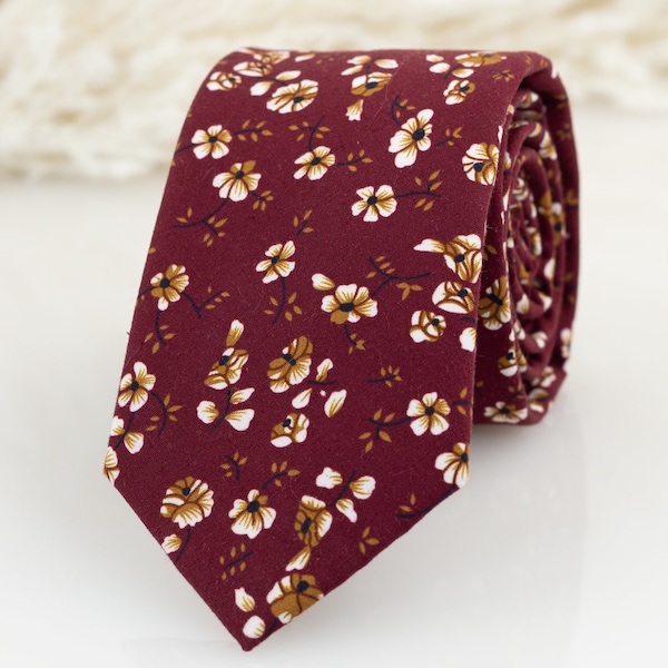 burgundy suit floral tie