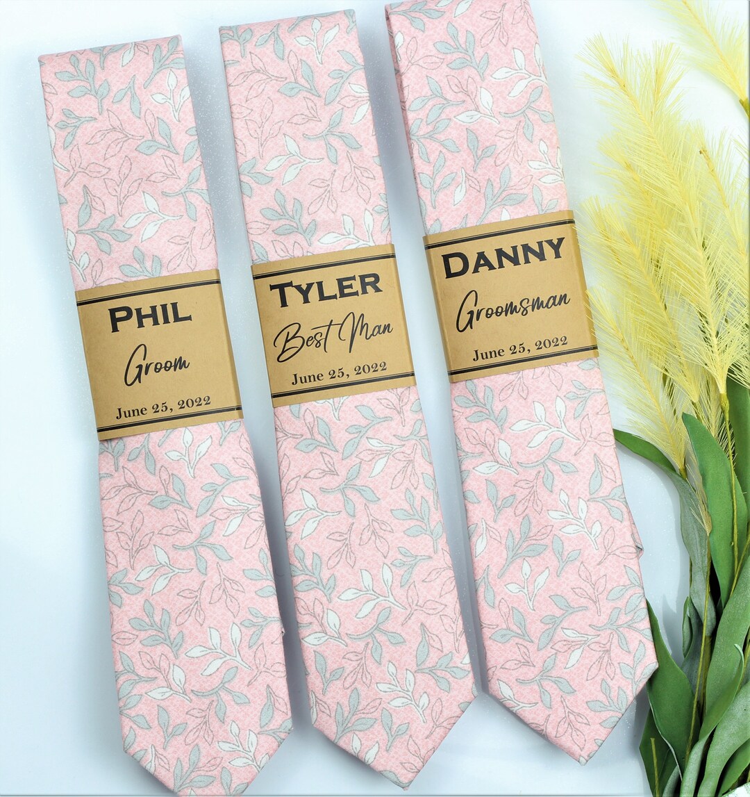 blush and grey tie