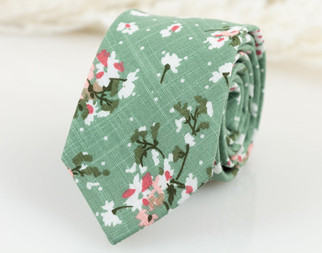 Dusty Light Sage Green Floral Tie Sage Floral Tie Light Etsy