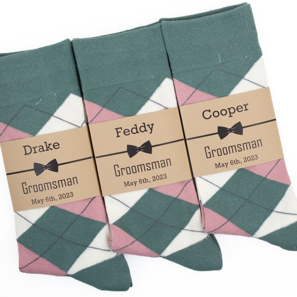 Groomsmen socks Sage green, Ivory and dusty rose, argyle socks, , Groomsmen proposal socks, Dusty rose wedding socks, Personalized socks