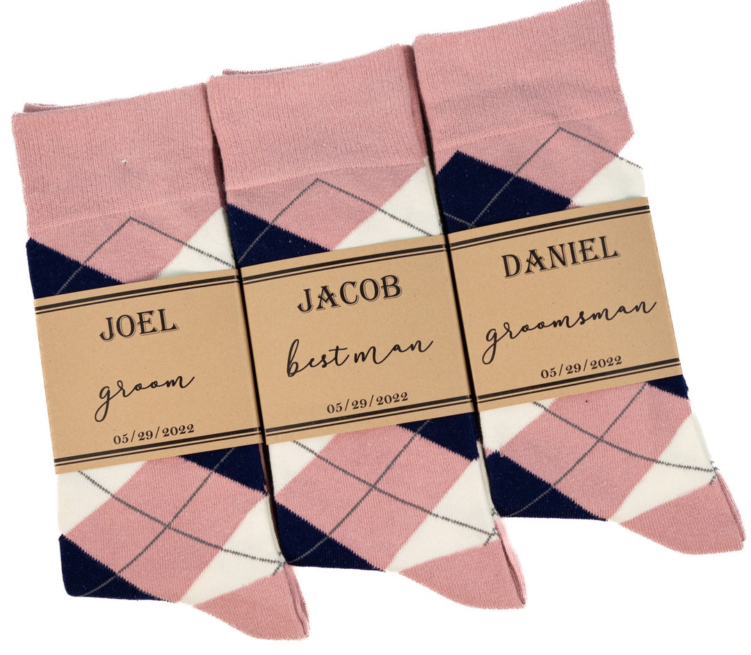 Dusty Rose Socks Socks Labels Personalized Groomsmen Socks - Etsy