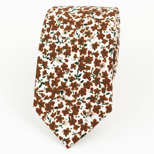 Cinnamon floral wedding tie, Rust wedding tie, fall colors wedding tie, David bridal cinnamon tie, Floral cinnamon wedding tie