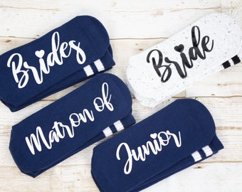 Navy color bridesmaids socks, Bridesmaids Grip socks, Bridesmaids proposal  socks, Non slip Wedding party socks, bridesmaids proposal gift