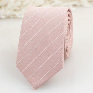 Light pink tie, light dusty pink tie, white stripe tie, Groomsmen blush tie, Davids bridal blush wedding necktie matching pocket square