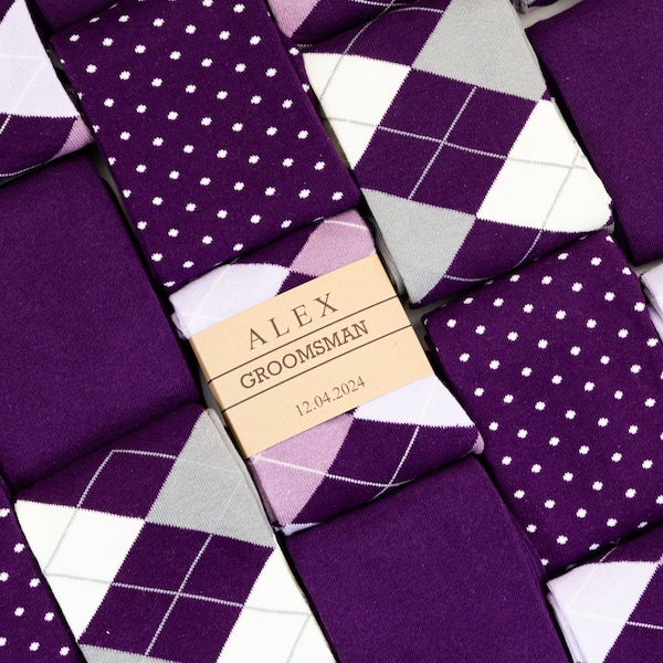 Chaussettes pour garçons d'honneur prune, chaussettes violet foncé, chaussettes de mariage aubergine, chaussettes violet foncé, ensemble cadeau de chaussettes pour proposition de garçons d'honneur, cadeau de chaussettes pour garçon d'honneur