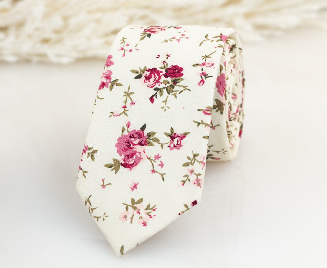 Feelyou Rose Men's Tie - Romantic Flower Pattern Funny Novelty Tie For Weddings & Special Occasions