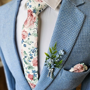 Dusty rose, dusty blue, blush and sage floral tie, Groomsmen dusty rose tie, Azazie dusty blue and rose tie, Sage green and blush pink tie