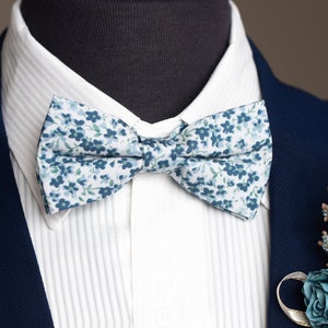 Steel blue floral tie, Dusty Blue floral tie, Azazie dusty blue & sage necktie, matching pocket square, Light blue tie, Greyish blue necktie
