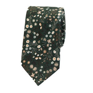 Green floral tie, Wild flower Cream, Cinnamon & dark green tie, Burnt orange floral tie, Eucalyptus floral tie, Emerald tie, terracotta tie