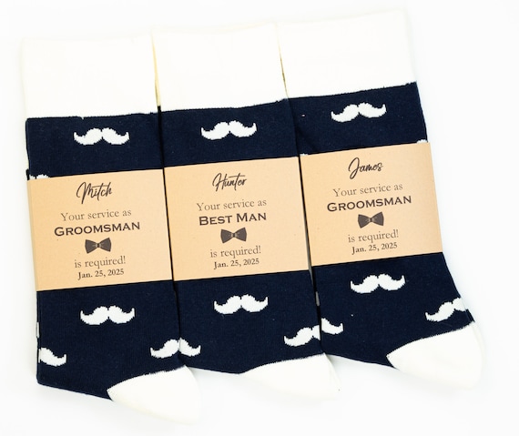 Navy Groomsmen socks, Navy blue dress socks, Marine Navy mustache socks, Groomsmen proposal Navy socks, Navy blue wedding socks, Usher socks
