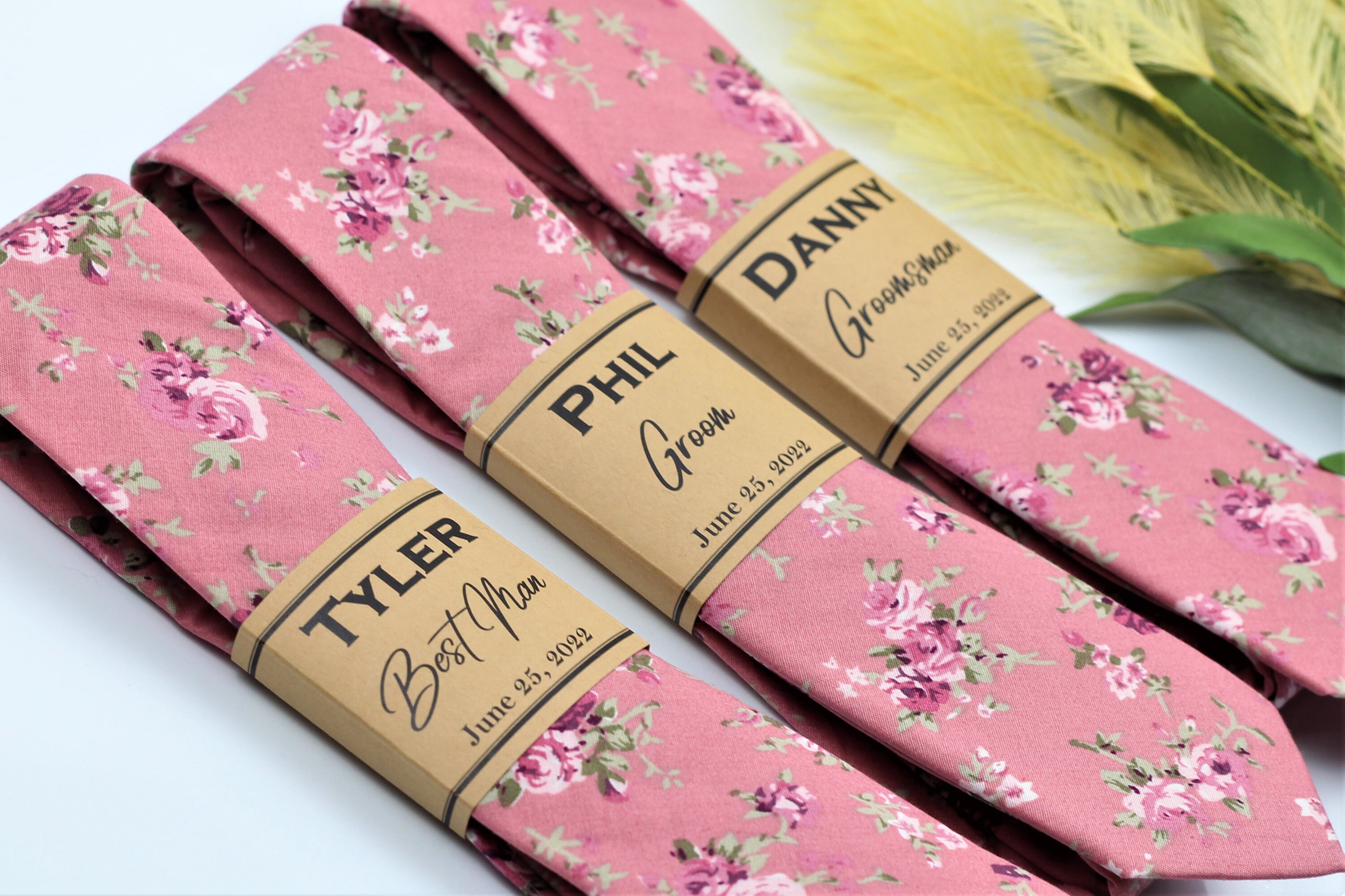 Dusty Rose Tone On Tone Floral Pattern Woven Silk Tie main image 0