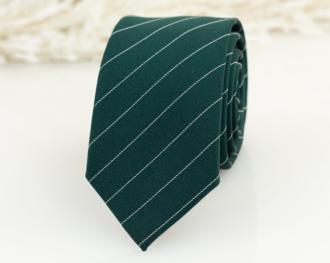 Emerald Green Tie, Green Stripes Tie, Hunter Green Tie, Wedding Tie