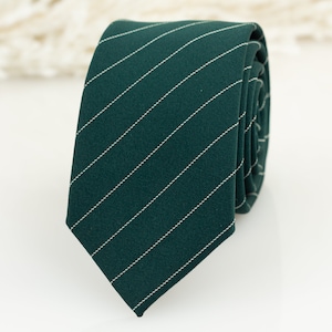 Emerald green tie, Green stripes tie, hunter green tie, wedding tie, Groomsmen green tie, Dark green wedding tie