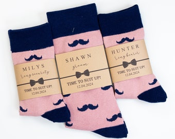 Dusty rose and navy groomsmen socks, matching kids/ children socks, Ring bearer matching socks, Dark pink men dress socks, Boys socks