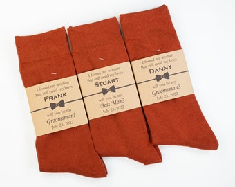 Burnt Orange Mens Dress Socks, Solid Terracotta Groomsmen Socks With  Personalized Sock Labels for Wedding, Cinnamon Dress Socks Sized 8-13 - Etsy