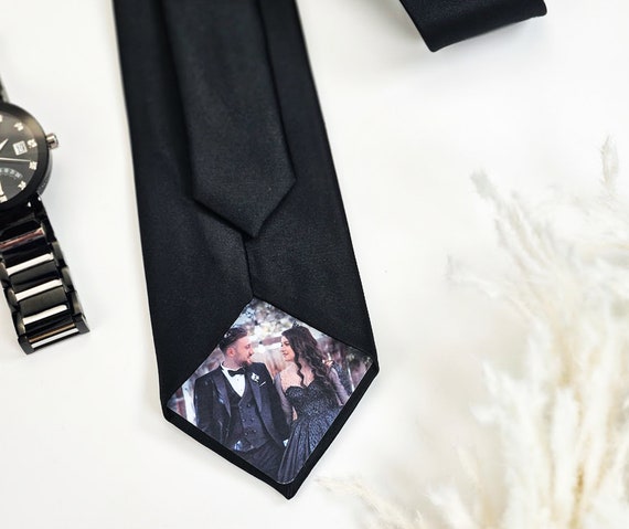 Personalized photo tie, Photo tie patch, Anniversary gift, Father of the bride tie gift, Engagement gift, wedding gift for dad, Custom tie