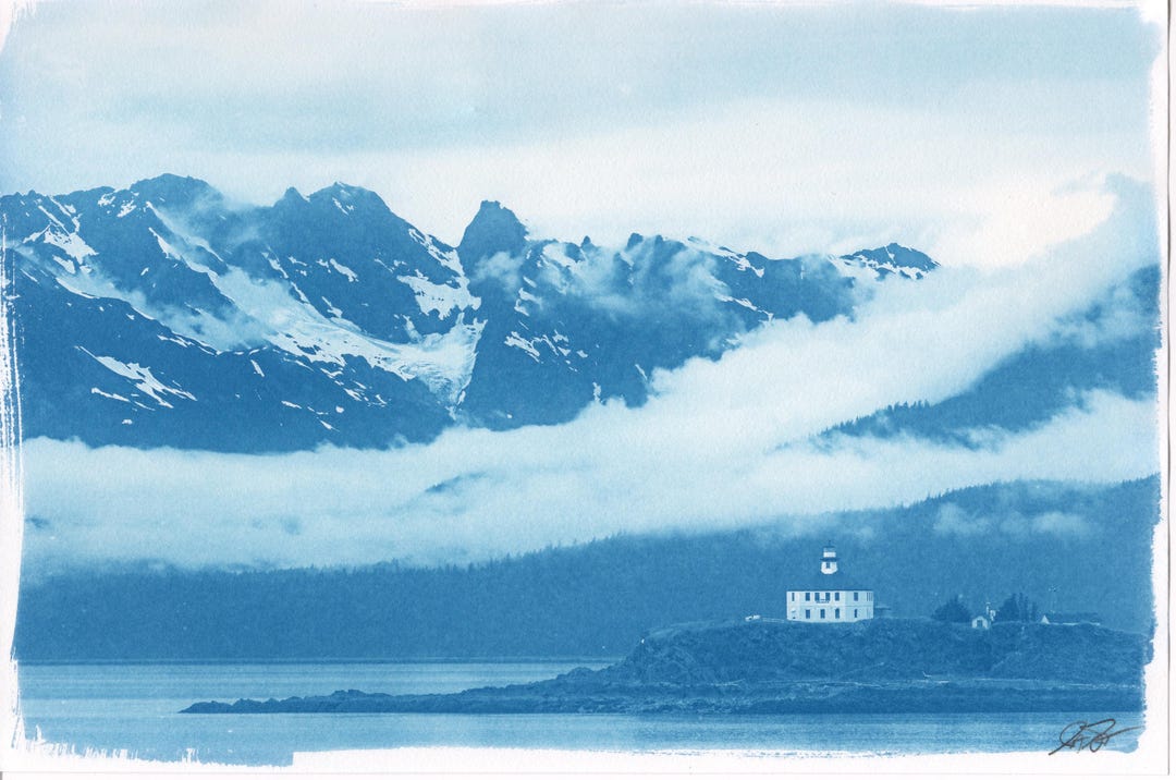 Cyanotype Original: Eldred Rock Lighthouse (6.7