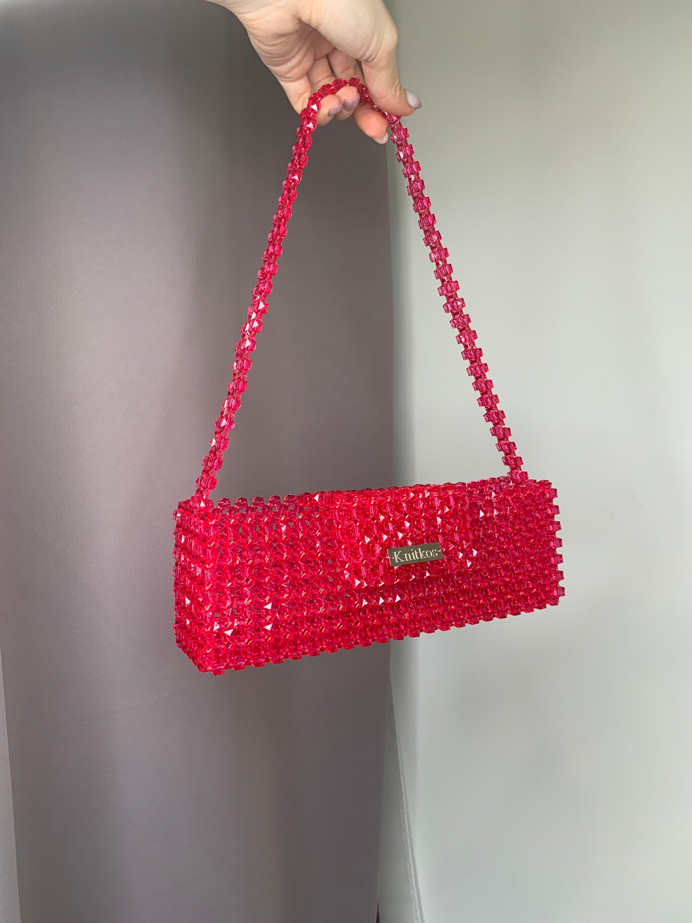 Handmade Beaded Pink Clutch: Acrylic Mini Crossbody Bag - Etsy