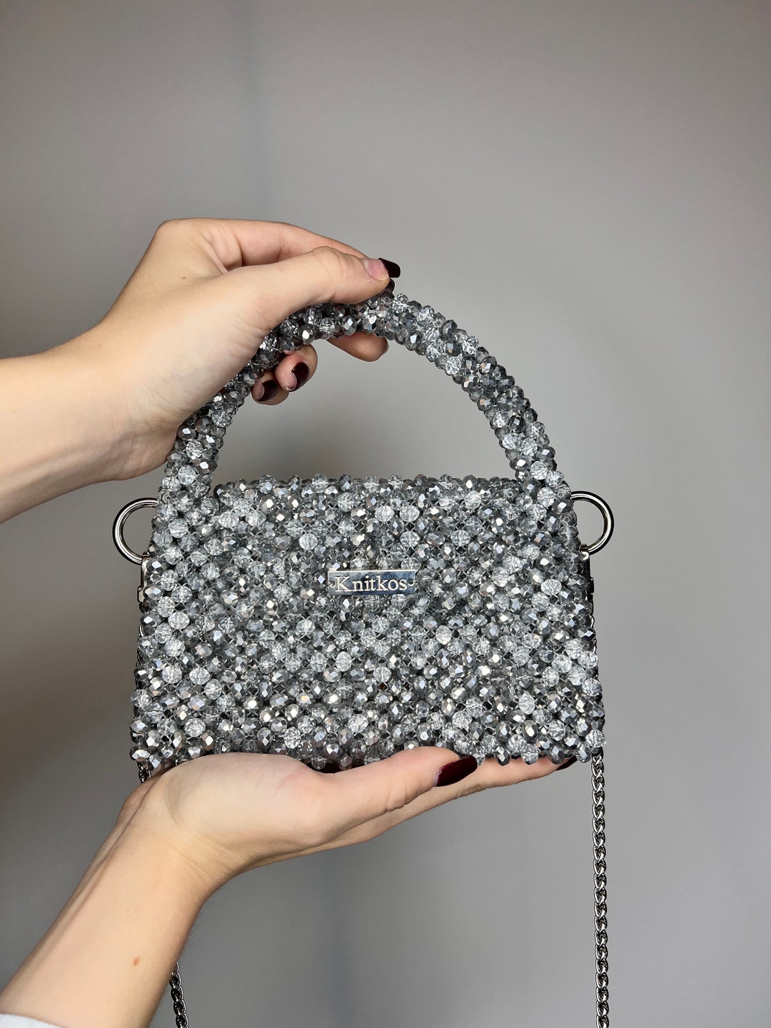 Silver Glitter Small Silver Purses Rhinestones Women Evening Bags